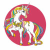 Цветной пример раскраски красивая лошадка единорог