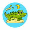 Цветной пример раскраски крокодил и луна
