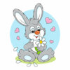 Цветной пример раскраски кролик с цветочком