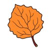 Цветной пример раскраски лист осина