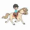 Цветной пример раскраски мальчик на коне