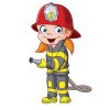 Цветной пример раскраски маленький человечек пожарный