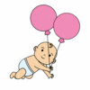 Цветной пример раскраски малыш с воздушными шариками