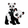 Цветной пример раскраски мама панда и малыш
