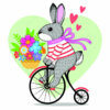 Цветной пример раскраски милый зайка на велосипеде