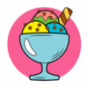 Цветной пример раскраски мороженое в тарелочке
