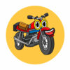 Цветной пример раскраски мотоцикл с глазами