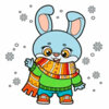 Цветной пример раскраски новый год кролика
