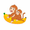 Цветной пример раскраски обезьянки на банане
