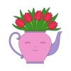 Цветной пример раскраски обведи по линиям вазу чайник