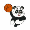 Цветной пример раскраски панда баскетболист