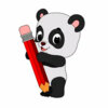 Цветной пример раскраски панда с карандашом