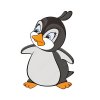 Цветной пример раскраски пингвин милашка