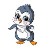 Цветной пример раскраски пингвин милашка малыш