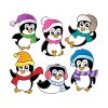 Цветной пример раскраски пингвины в одежде