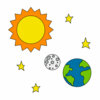 Цветной пример раскраски планета земля и солнце
