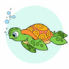 Цветной пример раскраски плавчиха-черепаха