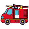 Цветной пример раскраски пожарная машинка