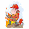 Цветной пример раскраски пожарный против огня