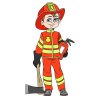 Цветной пример раскраски пожарный в защитном костюме