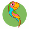 Цветной пример раскраски попугай арт