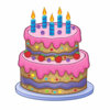 Цветной пример раскраски праздничный торт и свечки