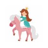 Цветной пример раскраски принцесса на коне в короне