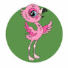Цветной пример раскраски птенчик фламинго