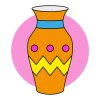 Цветной пример раскраски пустая ваза по линиям