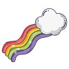 Цветной пример раскраски радуга в облаке