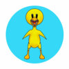 Цветной пример раскраски радужные друзья желтый утенок персонаж