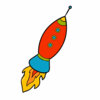 Цветной пример раскраски ракета с антенной