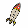 Цветной пример раскраски ракета с рисунком