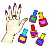 Цветной пример раскраски рука с длинными ногтями