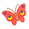 Цветной пример раскраски с цветным контуром большая бабочка