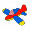 Цветной пример раскраски с цветным образцом самолетик