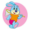 Цветной пример раскраски сачок кролик