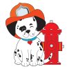 Цветной пример раскраски щенок пожарный