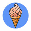 Цветной пример раскраски шоколадное мороженое в рожке