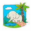 Цветной пример раскраски слон в африке