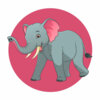 Цветной пример раскраски слон взрослый бежит