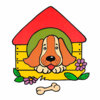 Цветной пример раскраски собака в конуре
