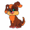 Цветной пример раскраски собака-забияка