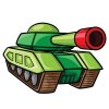 Цветной пример раскраски танк с большой пушкой