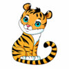 Цветной пример раскраски тигр смотрит