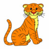 Цветной пример раскраски тигр улыбается