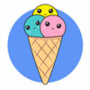 Цветной пример раскраски три шарика мороженого