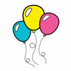Цветной пример раскраски три воздушных шара