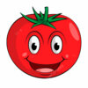 Цветной пример раскраски улыбающийся помидор с глазками