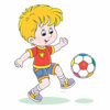 Цветной пример раскраски юный футболист